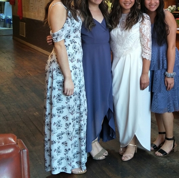 Maxi Floral Dress Lined S Cold Shoulder - Picture 2 of 6